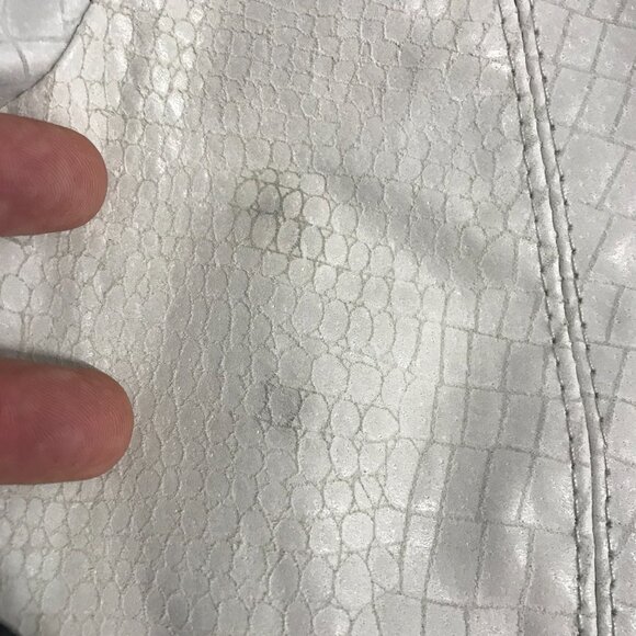 Leather Blazer Womens 6 Green Croc-Embossed One Button Ltweight Y2K Metrostyle - Picture 11 of 11